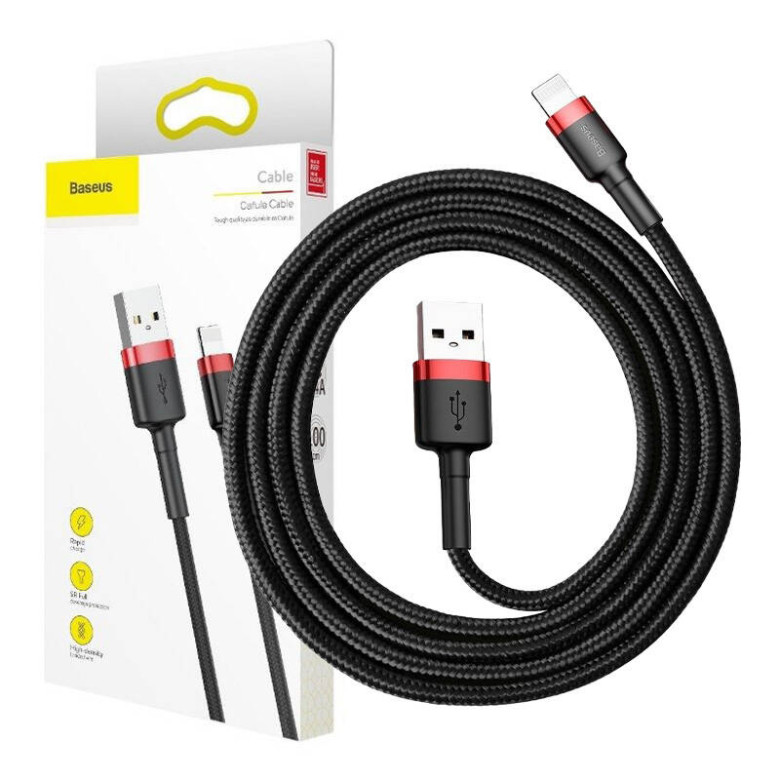 Baseus Cafule 2.4A Lightning USB-kábel 1m (fekete-piros)