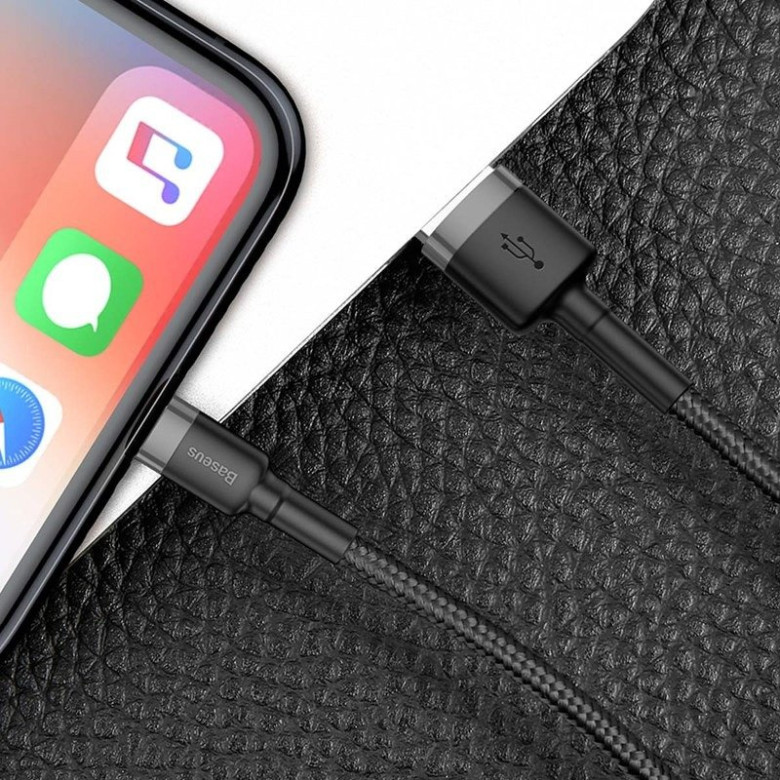 Baseus Cafule 2.4A Lightning USB-kábel 0.5m (szürke-fekete) Baseus Cafule 2.4A Lightning USB-kábel 0.5m (szürke-fekete)