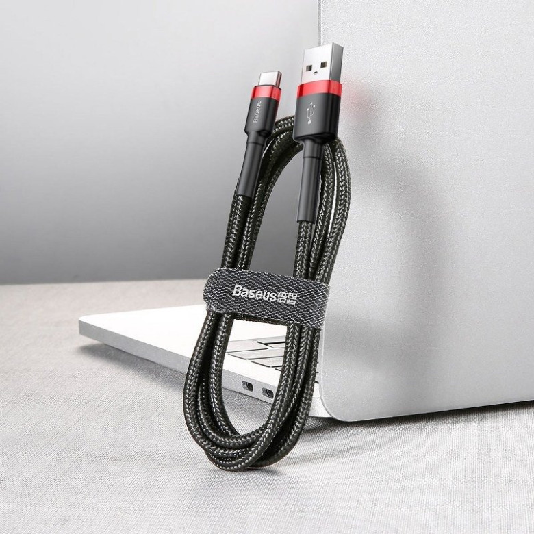 Baseus Cafule USB-USB-C kábel, 2A, 3m (piros-fekete) Baseus Cafule USB-USB-C kábel, 2A, 3m (piros-fekete)