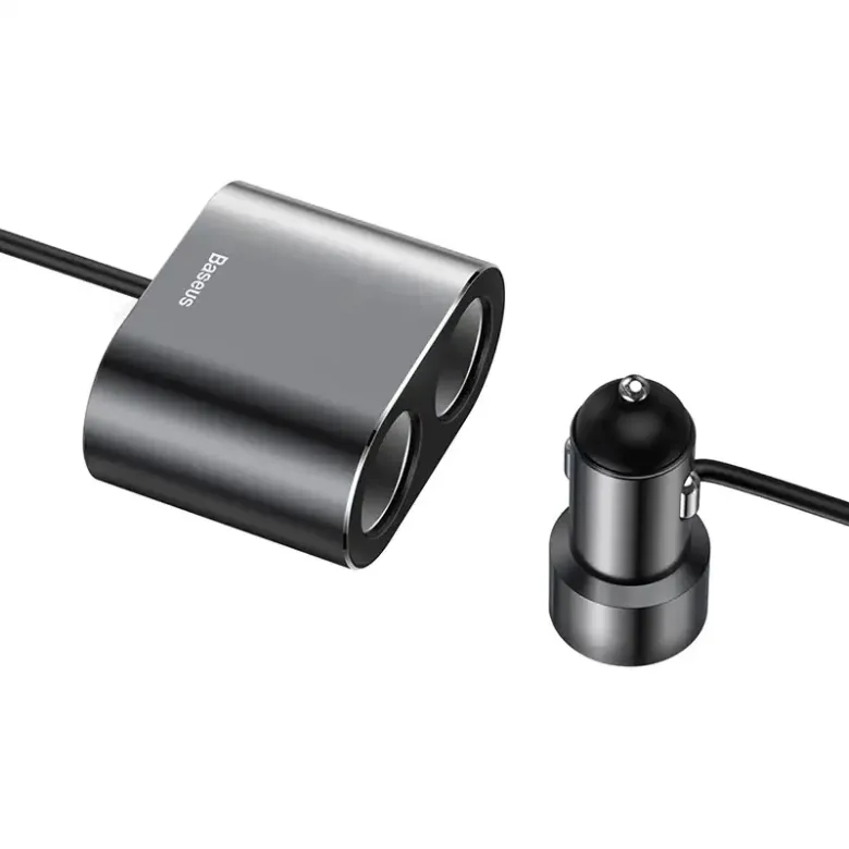 Baseus 2xUSB szivargyújtó elosztó, 3,1A, 100W (fekete) Baseus 2xUSB szivargyújtó elosztó, 3,1A, 100W (fekete)
