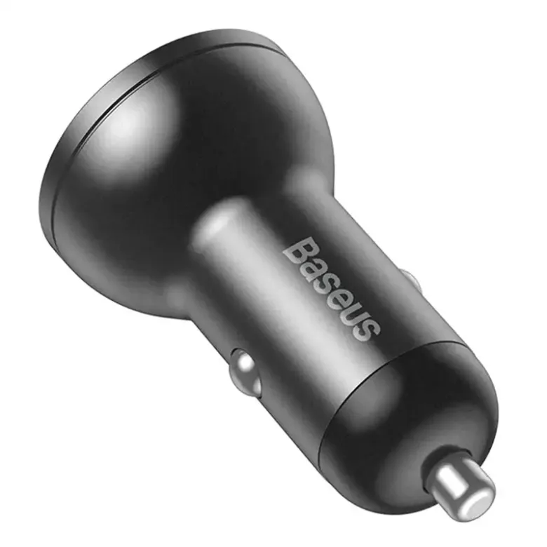 Baseus autós töltő kijelzővel, 2x USB, 4,8A, 24W (szürke) Baseus autós töltő kijelzővel, 2x USB, 4,8A, 24W (szürke)