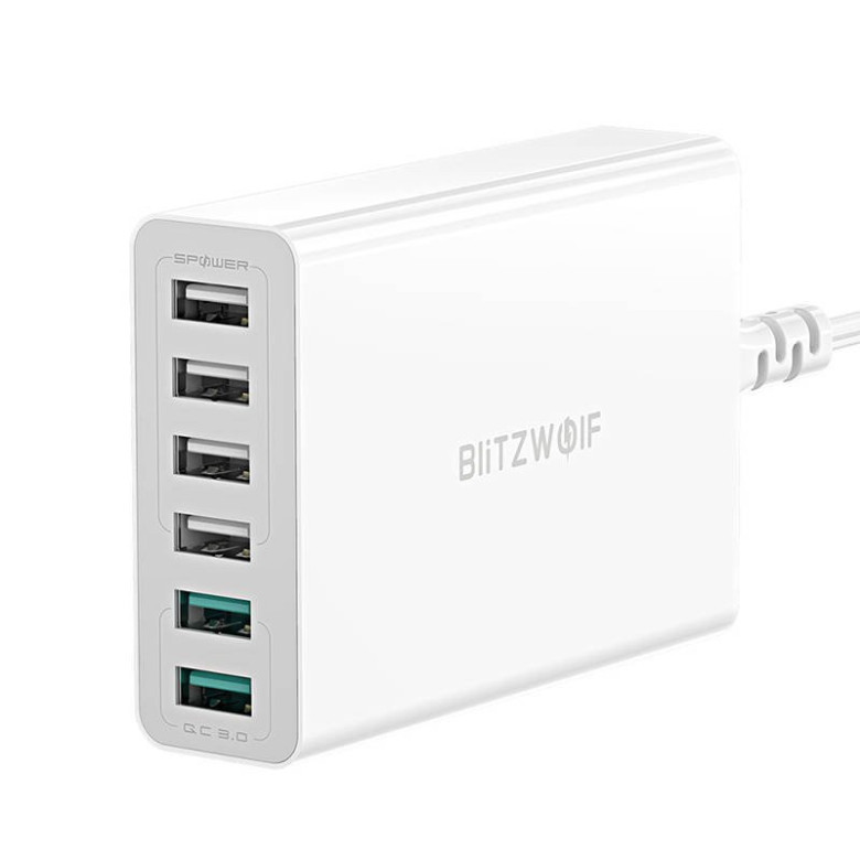 Blitzwolf BW-S15 6x USB töltő, QC 3.0, 60W (fehér) Blitzwolf BW-S15 6x USB töltő, QC 3.0, 60W (fehér)