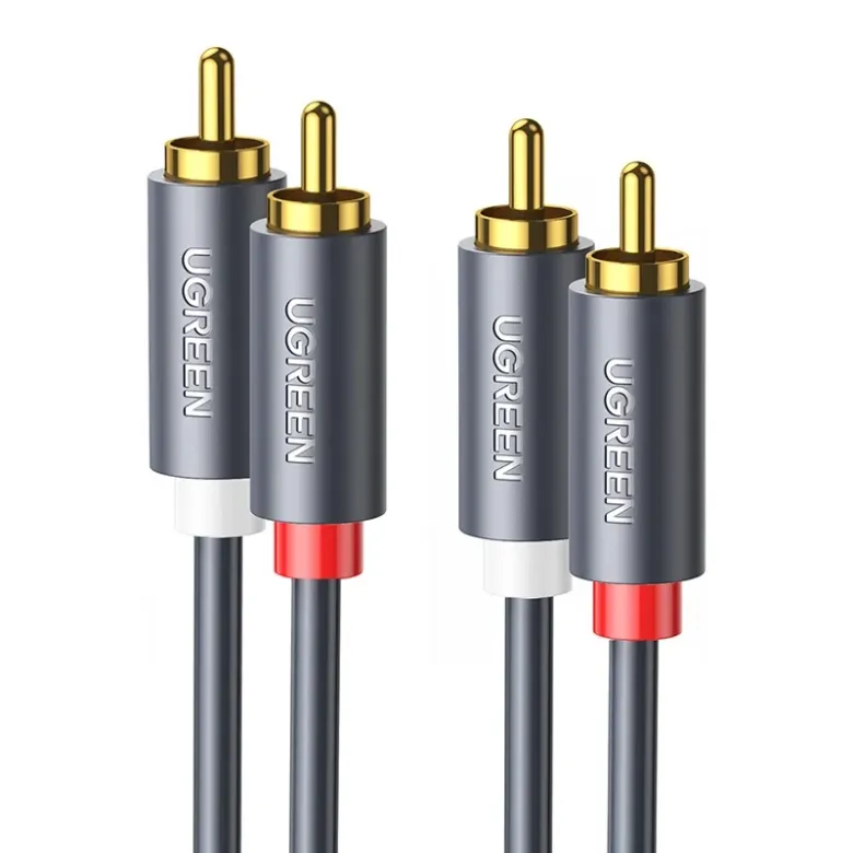 UGREEN AV104 sztereó audiokábel, 2× RCA–2× RCA, 1,5 m, fekete
