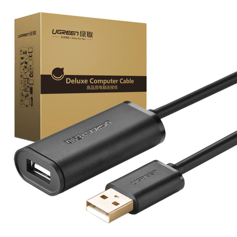 UGREEN US121 USB 2.0 hosszabbító kábel, aktív, 10m (fekete) UGREEN US121 USB 2.0 hosszabbító kábel, aktív, 10m (fekete)