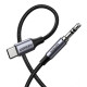 3,5 mm-es mini jack AUX kábel az USB-C UGREEN AV143-hoz, 1 m (fekete)