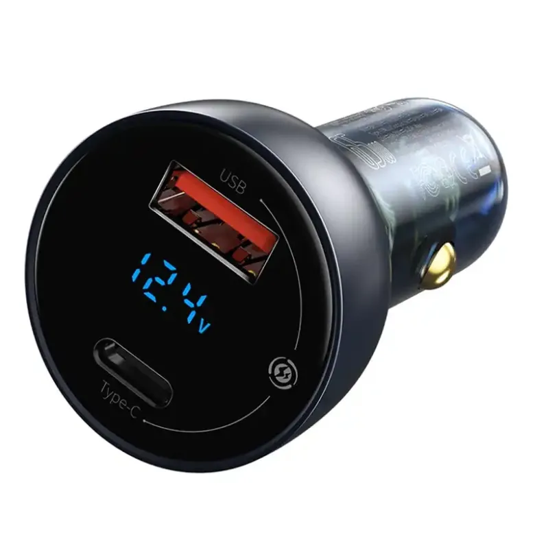 Baseus Particular Digital Display autós töltő kijelzővel, USB + USB-C, QC3.0+PD, 5A, 65W (szürke) Baseus Particular Digital Display autós töltő kijelzővel, USB + USB-C, QC3.0+PD, 5A, 65W (szürke)