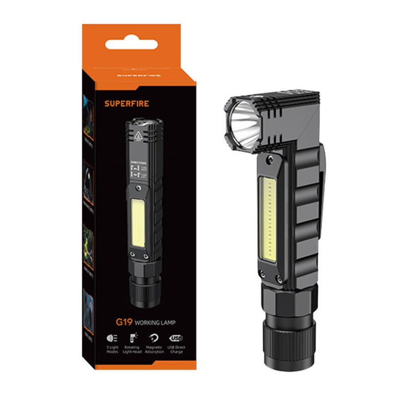 Multifunkciós zseblámpa Superfire G19 – 200 lm, USB, 5 mód, 200 m