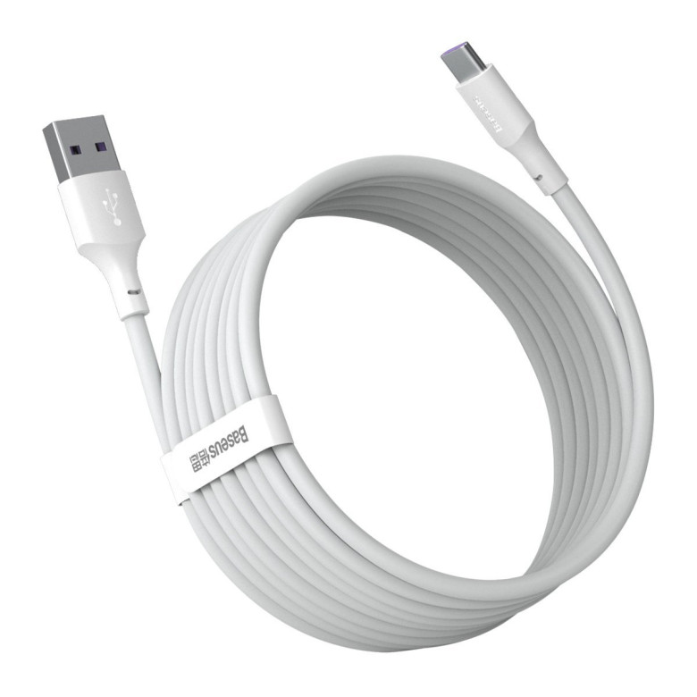 Baseus Simple Wisdom USB-USB-C kábel, 40W, 5A, 1,5m, 2db (fehér) Baseus Simple Wisdom USB-USB-C kábel, 40W, 5A, 1,5m, 2db (fehér)