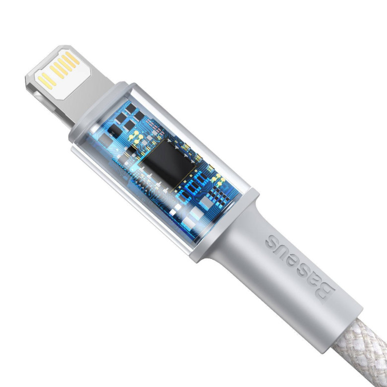 Baseus Lightning USB-C kábel, nagy sűrűségű fonott, 20W, 5A, PD, 1 m (fehér) Baseus Lightning USB-C kábel, nagy sűrűségű fonott, 20W, 5A, PD, 1 m (fehér)