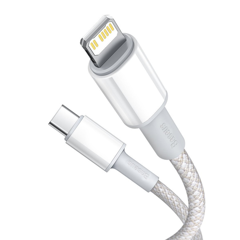 Baseus Lightning USB-C kábel, nagy sűrűségű fonott, 20W, 5A, PD, 1 m (fehér) Baseus Lightning USB-C kábel, nagy sűrűségű fonott, 20W, 5A, PD, 1 m (fehér)