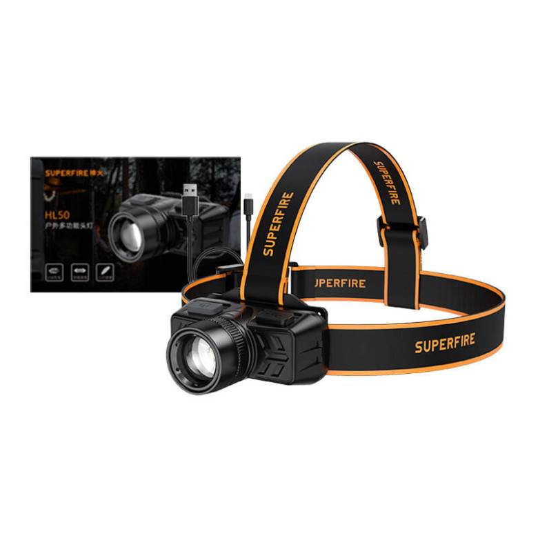 Superfire HL50 fényszóró, 150lm, USB Superfire HL50 fényszóró, 150lm, USB