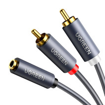 UGREEN AV102 2x RCA (cinch) - 3.5mm jack kábel, 1m (fekete)