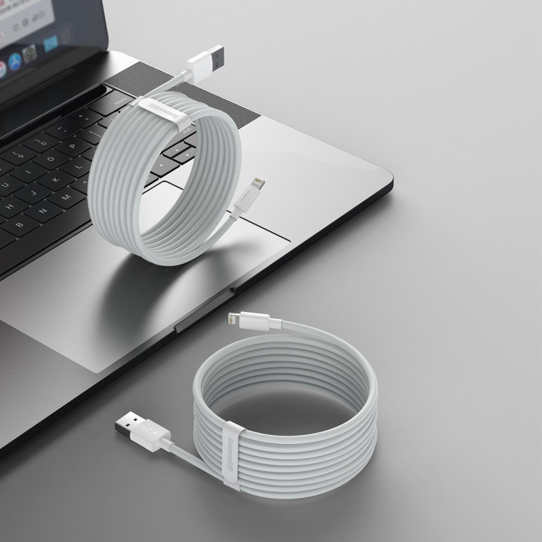 Baseus Simple Wisdom USB-Lightning kábel, 2.4A, 1.5m, 2db (fehér) Baseus Simple Wisdom USB-Lightning kábel, 2.4A, 1.5m, 2db (fehér)
