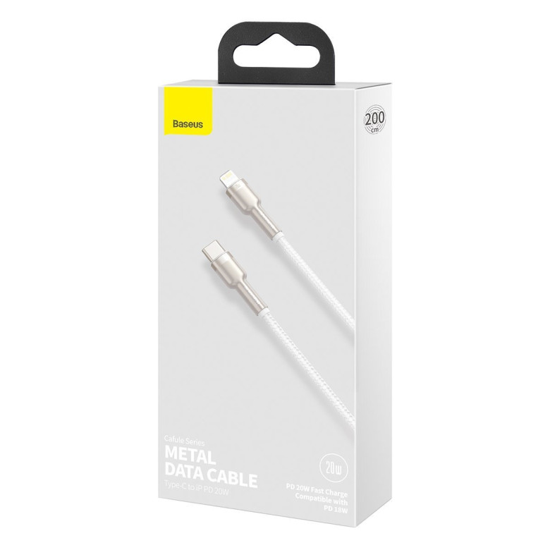 Baseus Cafule USB-C-Lightning kábel, PD, 20 W, 2 m (fehér) Baseus Cafule USB-C-Lightning kábel, PD, 20 W, 2 m (fehér)