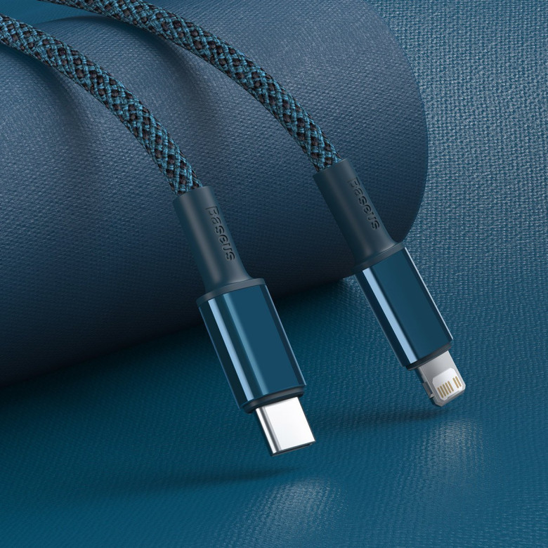 Baseus USB-C - Lightning kábel, nagy sűrűségű fonott, 20 W, 5 A, PD, 1 m (kék) Baseus USB-C - Lightning kábel, nagy sűrűségű fonott, 20 W, 5 A, PD, 1 m (kék)