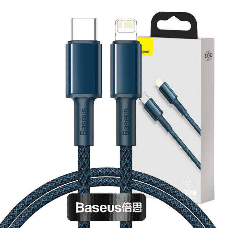 Baseus USB-C - Lightning kábel, nagy sűrűségű fonott, 20 W, 5 A, PD, 1 m (kék) Baseus USB-C - Lightning kábel, nagy sűrűségű fonott, 20 W, 5 A, PD, 1 m (kék)