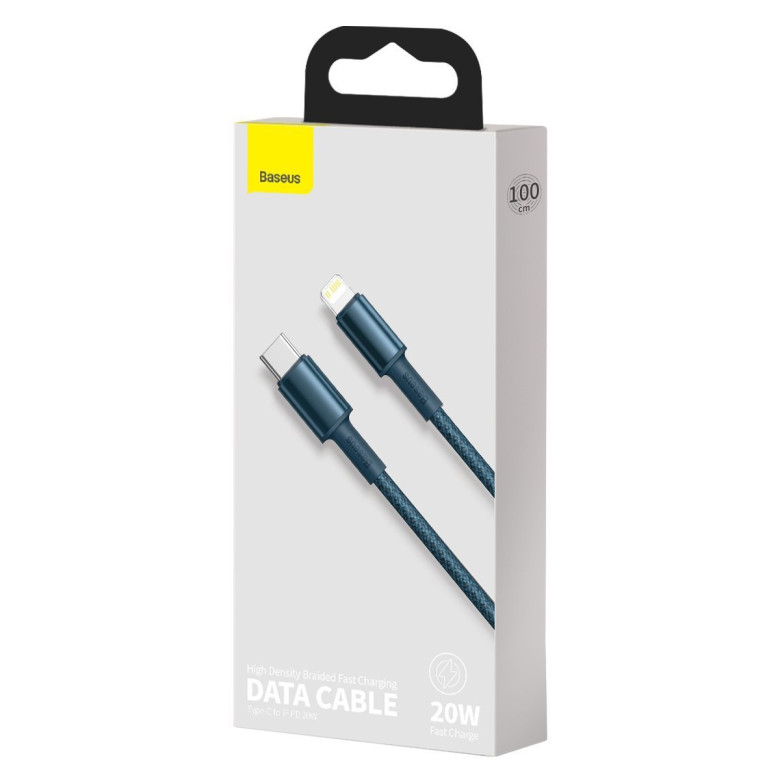 Baseus USB-C - Lightning kábel, nagy sűrűségű fonott, 20 W, 5 A, PD, 1 m (kék) Baseus USB-C - Lightning kábel, nagy sűrűségű fonott, 20 W, 5 A, PD, 1 m (kék)