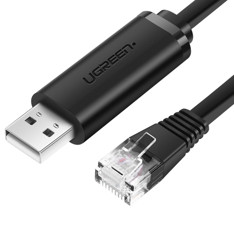 UGREEN CM204 konzol kábel USB - RJ45 hálózati eszközökhöz, 1,5m (fekete)