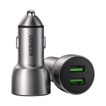 Ugreen CD213 QC 3.0 autós töltő, 2xUSB, 36W (szürke)