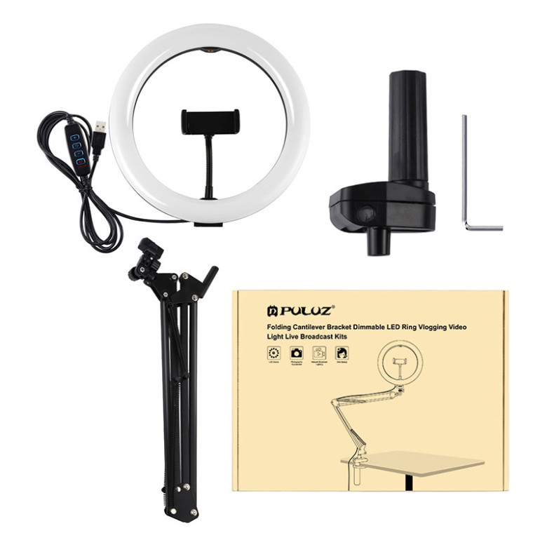 Puluz asztali állvány / állvány LED kliphez 26cm vlog / stream telefonon PKT3090B