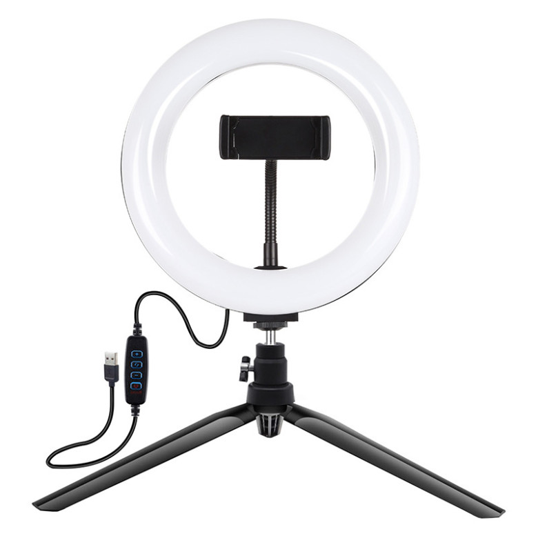 Puluz 20cm LED gyűrűs lámpa / állvány telefontartóval PKT3073B Puluz 20cm LED gyűrűs lámpa / állvány telefontartóval PKT3073B