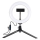 Puluz 20cm LED gyűrűs lámpa / állvány telefontartóval PKT3073B