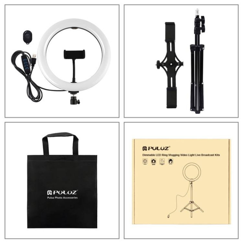 PULUZ LED gyűrűs lámpa / állvány 26cm 3x Smartphone PKT3070B