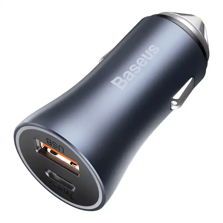 Baseus Golden Contactor Pro autós töltő, USB + USB-C, QC4.0 +, PD, SCP, 40 W (szürke) Baseus Golden Contactor Pro autós töltő, USB + USB-C, QC4.0 +, PD, SCP, 40 W (szürke)