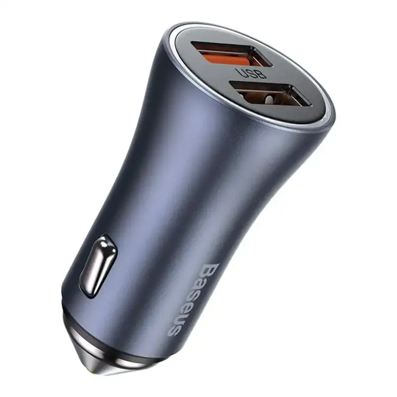 Baseus Golden Contactor Pro autós töltő, 2x USB, 40W (szürke) + USB-C kábel 1m (fekete) Baseus Golden Contactor Pro autós töltő, 2x USB, 40W (szürke) + USB-C kábel 1m (fekete)