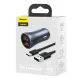 Baseus Golden Contactor Pro autós töltő, 2x USB, 40W (szürke) + USB-C kábel 1m (fekete) Baseus Golden Contactor Pro autós töltő, 2x USB, 40W (szürke) + USB-C kábel 1m (fekete)