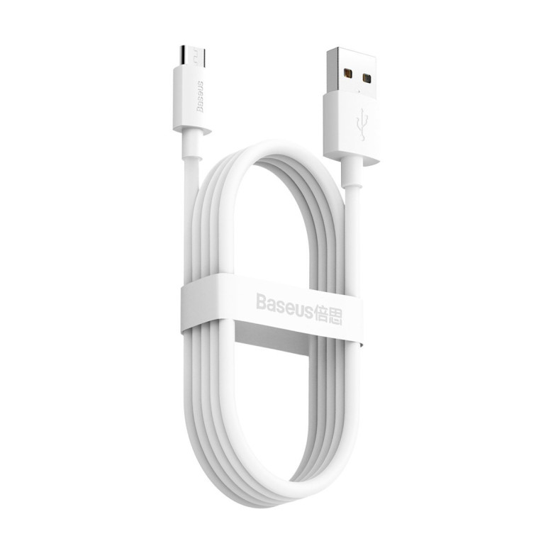 Baseus Simple Wisdom Micro-USB - USB kábel, 2.1A, 1.5m (fehér) 2db. Baseus Simple Wisdom Micro-USB - USB kábel, 2.1A, 1.5m (fehér) 2db.