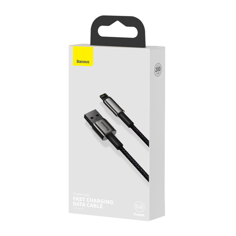 Baseus Tungsten Gold USB-Lightning kábel, 2,4A, 2m (fekete) Baseus Tungsten Gold USB-Lightning kábel, 2,4A, 2m (fekete)