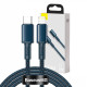 Basues USB-C - Lightning Kábel nagy sűrűségű fonott, 20W, 5A, PD, 2m (kék)