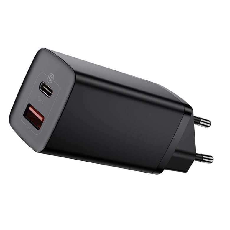 Baseus GaN2 Lite fali töltő, USB + USB-C, 65 W, EU (fekete) Baseus GaN2 Lite fali töltő, USB + USB-C, 65 W, EU (fekete)