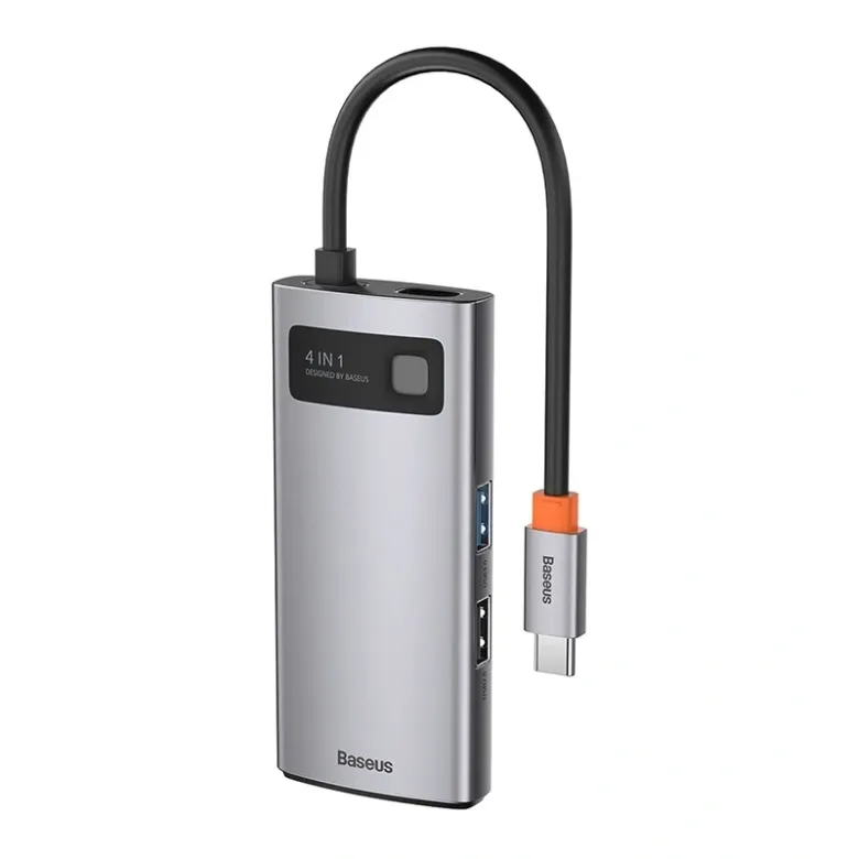Baseus Metal Gleam Series 4 az 1-ben hub, USB-C - USB 3.0 + USB 2.0 + HDMI + USB-C PD (szürke) Baseus Metal Gleam Series 4 az 1-ben hub, USB-C - USB 3.0 + USB 2.0 + HDMI + USB-C PD (szürke)