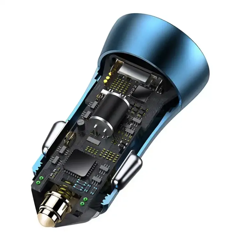 Baseus Golden Contactor Pro autós töltő, USB + USB-C, QC4.0 +, PD, SCP, 40 W (kék) + USB-C-Lightning kábel, 1 m (kék)