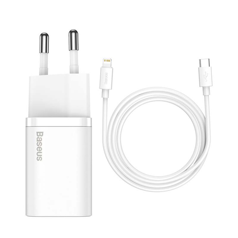 Baseus Super Si gyorstöltő 1C 20W adapter 1 m-es USB-C-Lightning kábellel (fehér) Baseus Super Si gyorstöltő 1C 20W adapter 1 m-es USB-C-Lightning kábellel (fehér)