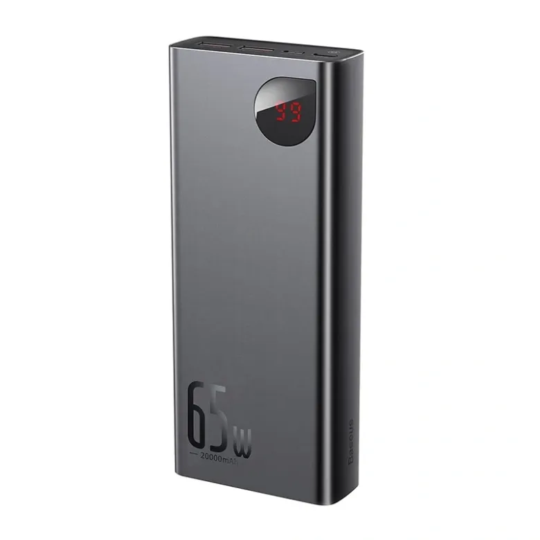 Powerbank Baseus Adaman Metal 20000mAh, PD, QC 3.0, 65W, 2xUSB + USB-C + micro USB, (fekete) Powerbank Baseus Adaman Metal 20000mAh, PD, QC 3.0, 65W, 2xUSB + USB-C + micro USB, (fekete)