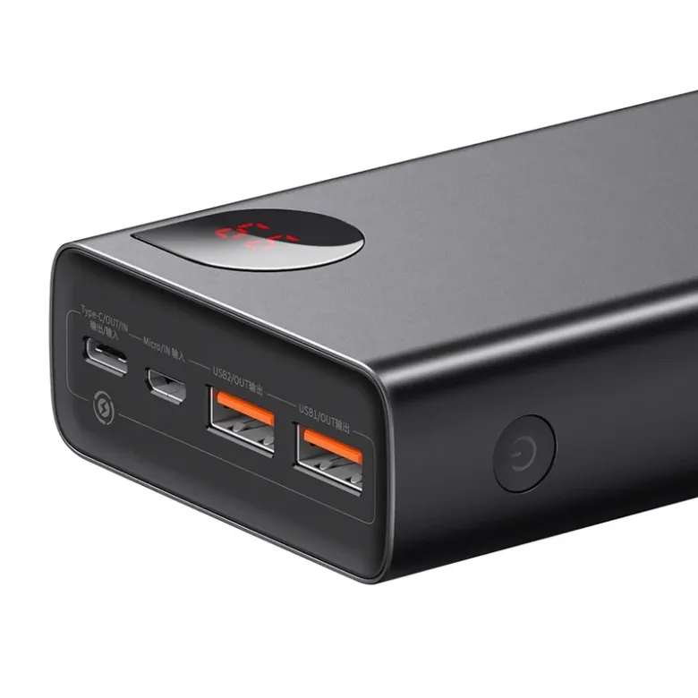 Powerbank Baseus Adaman Metal 20000mAh, PD, QC 3.0, 65W, 2xUSB + USB-C + micro USB, (fekete) Powerbank Baseus Adaman Metal 20000mAh, PD, QC 3.0, 65W, 2xUSB + USB-C + micro USB, (fekete)