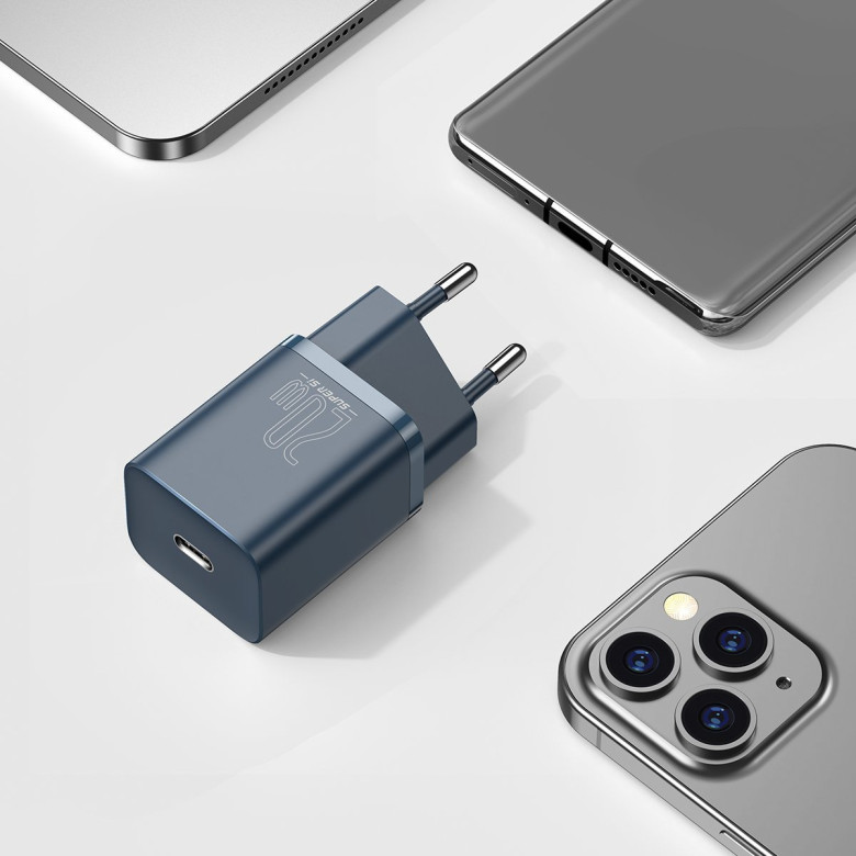 Baseus Super Si gyorstöltő 1C 20W, 1 m-es USB-C-Lightning kábellel (kék) Baseus Super Si gyorstöltő 1C 20W, 1 m-es USB-C-Lightning kábellel (kék)