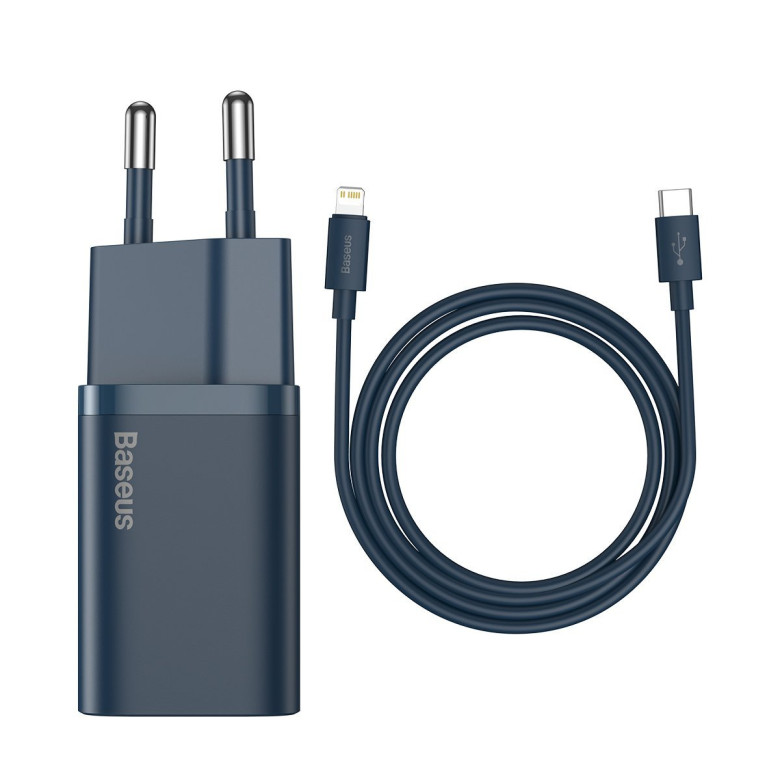 Baseus Super Si gyorstöltő 1C 20W, 1 m-es USB-C-Lightning kábellel (kék) Baseus Super Si gyorstöltő 1C 20W, 1 m-es USB-C-Lightning kábellel (kék)