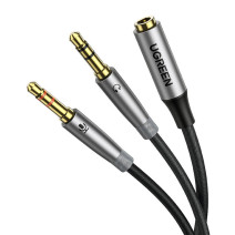 UGREEN AV193 AUX audio elosztó, fejhallgató + mikrofon 3.5mm-es mini jack kábel, 20cm (szürke) UGREEN AV193 AUX audio elosztó, fejhallgató + mikrofon 3.5mm-es mini jack kábel, 20cm (szürke)