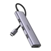 UGREEN CM473 4 az 1-ben USB-C–4x USB 3.0 hub (szürke)