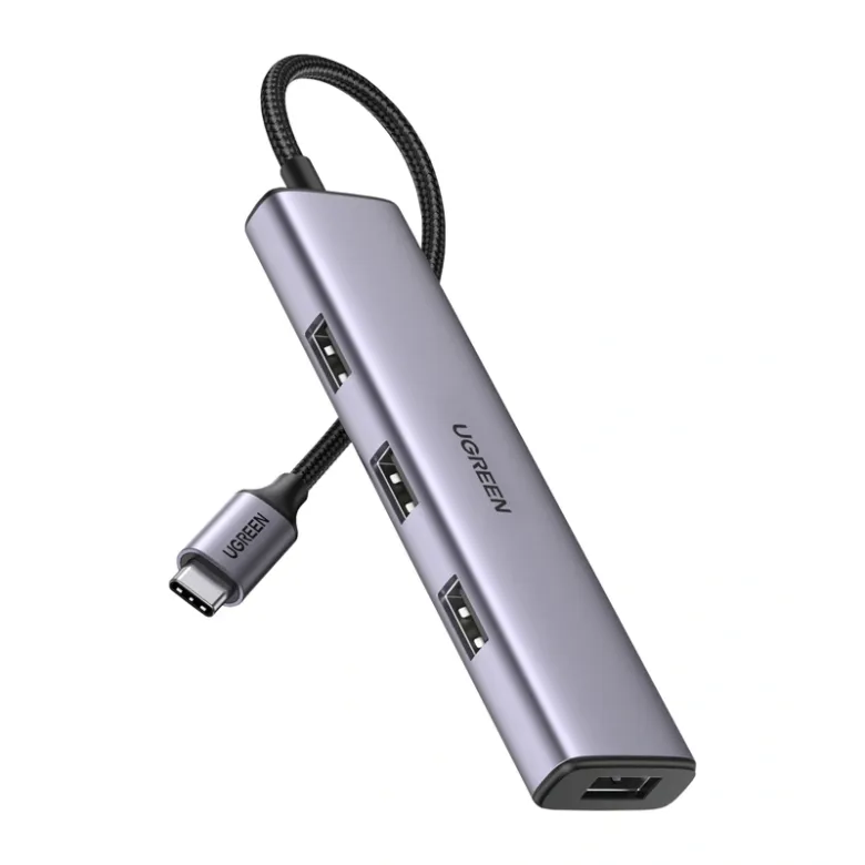 UGREEN CM473 4 az 1-ben USB-C–4x USB 3.0 hub (szürke)
