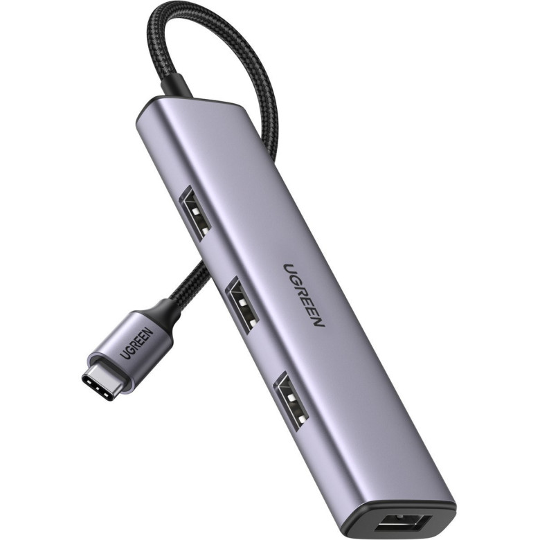 UGREEN CM473 4 az 1-ben USB-C–4x USB 3.0 hub (szürke)