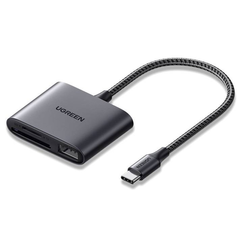 UGREEN CM387 SD és TF kártyaolvasó, USB-C (fekete)