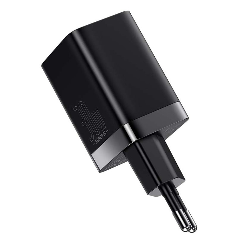 Baseus Super Si Pro gyorstöltő USB + USB-C, 30W (fekete) Baseus Super Si Pro gyorstöltő USB + USB-C, 30W (fekete)