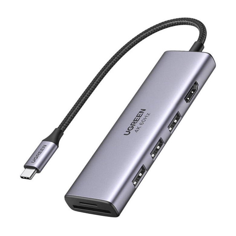 UGREEN CM511 5 az 1-ben USB-C hub, 3 portos USB3.0 + HDMI + TF/SD (szürke) UGREEN CM511 5 az 1-ben USB-C hub, 3 portos USB3.0 + HDMI + TF/SD (szürke)