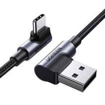 UGREEN US176 USB-USB-C ferde kábel, 3A, 1m (fekete) UGREEN US176 USB-USB-C ferde kábel, 3A, 1m (fekete)