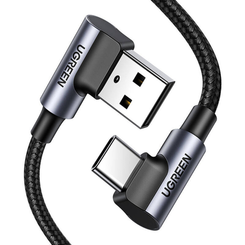 UGREEN US176 USB-USB-C ferde kábel, 3A, 1m (fekete) UGREEN US176 USB-USB-C ferde kábel, 3A, 1m (fekete)